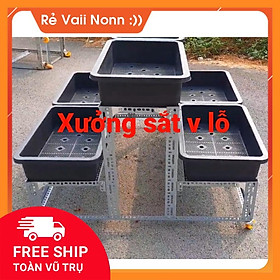 Mua Kệ sắt trồng rau thông minh 2 tâng 6 khay nhựa có bánh xe (dùng sắt V3x3cm và V4x4cm ) bao chắc chắn