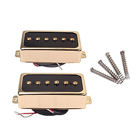 2 Pieces Plastic Alnico 5 Soapbar Pickup for Electric Guitar Replacement Parts Neck/Bridge Golden