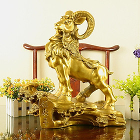 Tượng linh vật con dê tam dương khai thái bằng đồng thau phong thủy Hồng Thắng