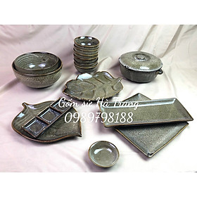 Mua Bộ bát đĩa gốm sứ Bát Tràng cao cấp không chì men hoả biến gấm OG01