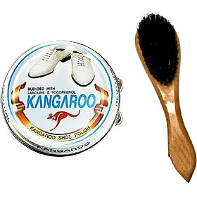 Combo Xi đánh giày Kangaroo Hàn Quốc + Bàn chải đánh giày cán gỗ