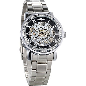 WINNER Men Automatic Watch Fashion Diamond Display Luminous Hands Gear Movement Retro Mechanical Skeleton Watches Luxury