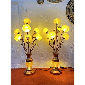 Mua Đôi Đèn Hoa Sen Ngọc Lưu Ly Chân Đế Đồng 7 Bông Sen Cao Cấp  Đèn Thờ Lưu Ly