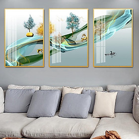 Mua Tranh Tráng Gương Sang Trọng Treo Tường - Tranh Pha Lê Bộ 3 Phong Cảnh Nghệ Thuật