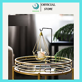 Mua Khay đựng nến phong cách Vintage cổ điển có giá treo trang trí để bàn+ Kèm 5 lọ nến  màu ngẫu nhiên