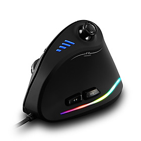 Zelotes C-18 Vertical Wired Gaming Mouse 11 Programmable Buttons Adjustable 10000DPI Laser Engine RGB Light Belt 128KB - Black