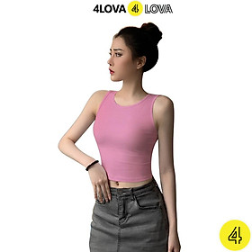 Áo croptop nữ 4LOVA kiểu ôm sát nách chất liệu cotton cao cấp