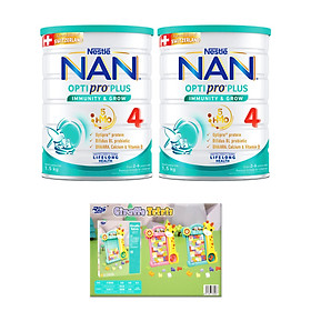 Bộ 2 Lon Sữa bột Nestlé NAN OPTIPRO PLUS 4 1500g/lon với 5HMO Giúp tiêu hóa tốt + Tăng cường đề kháng Tặng Bộ lắp ghép 3D​​​ - Bé 2-6 tuổi