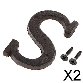 2xCast Iron Creative DIY Door Plate Letter Label Sign Wall Decor Home Decor S