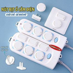 COMBO 5 Nút Bịt Ổ Điện Chống Giật An Toàn Cho Bé Có Quai Rút Đầu Nắp Che Bảo Vệ Ổ Cắm Tiện Lợi - COMBO 5 Nút Bịt 2 Chân