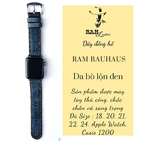 Dây apple watch da bò lộn đen RAM Bauhaus 1966 bền chắc