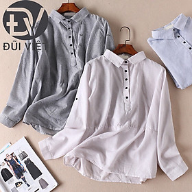 Áo sơ mi đũi nữ cổ đức tay lỡ, chất liệu mịn mát, form trẻ trung Đũi Việt DS20