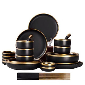 Mua Bộ chén bát đĩa đen sần 32 chi tiết cao cấp