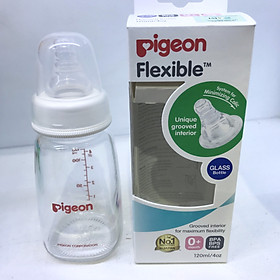 Bình sữa thủy tinh Pigeon - Flexible peristaltic nipple nursing bottle glass ( Tặng 01 ống bón 3ml )