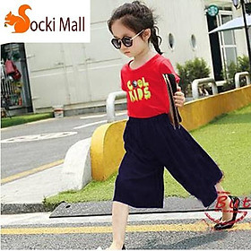 Bộ quần áo lửng bé gái, kiểu quần ống rộng thời trang (Đỏ) - Quần áo trẻ em - SockiMall