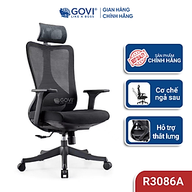 Ghế công thái học Ergonomic GOVI Ryan R3086A - Tựa đầu điều chỉnh, tựa tay cố định, khóa 1 vị trí lưng thẳng