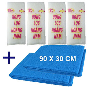 2 Xốp Lọc 90x30cm & 4 Bông Lọc 60x13cm | Vật Liệu Lọc Nước Hồ Cá Hiệu Quả