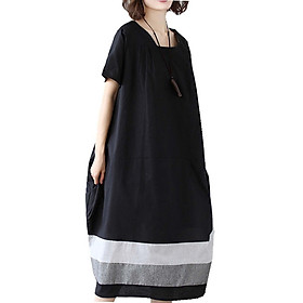 Summer Dresses for Women Korean Fashion Loose Short Sleeve Vintage Style Robe Oversize Casual Streetwear Long Dresses