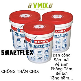 [20kg] Chống thấm xi măng 2 thành phần đàn hồi Smartflex chống thấm cho tầng mái, ban công,vệ sinh,hồ bơi,tầng hầm , bể nước.Chống thấm Vmix