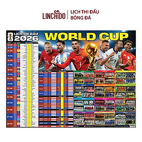 Lịch thi đấu bóng đá World Cup 2026 ( Kích thước 86 cm X 65 cm) chữ to, nhìn rõ