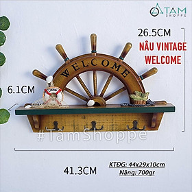 Móc treo quần áo hình bánh lái bằng gỗ phong cách biển MTĐ-13