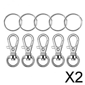 2x50 Pieces Metal Swivel Lanyard Snap Hook with Key Rings