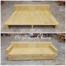 Mua Ghế Sofa giường gấp gỗ tự nhiên  có hộc kéo G01 - Đồ Gỗ Mạnh Hùng