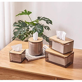 Mua HỘP ĐỰNG GIẤY ĂN NHỰA MIKA TRONG SUỐT NẮP GỖ TRE PHONG CÁCH BẮC ÂU