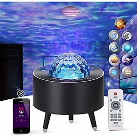 Máy chiếu Ocean Wave với điều khiển từ xa, 14 màu Galaxy Star Night Light Máy chiếu cho người lớn, trẻ em, hành tinh, máy chiếu, trang trí phòng, đèn trần với kết nối không dây, loa nhạc Tim Music