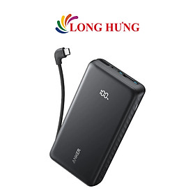 Sạc dự phòng Anker Zolo Power Bank Built-In 90° Cable 1USB 1Type-C 22.5W 20000mAh A110E - Hàng chính hãng