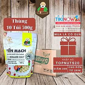 Thùng 10 Bịch 500g Yến Mạch Úc Tươi Mr Johnny - Cho người ăn kiêng, giảm cân - Cán mỏng - Rolled Oat (Vàng)