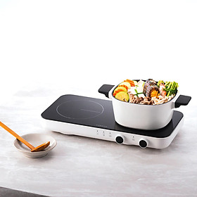 Mua Bếp điện từ đôi LocknLock EJI326WHT - mặt kính  khóa an toàn  nhỏ gọn  hẹn giờ - Hàng chính hãng