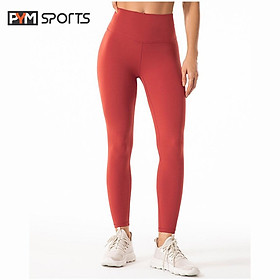 Quần legging tập Yoga - Gym PYMSPORT - PYML033,dài trơn, Lưng cao - 2 màu xanh bơ, đỏ gạch