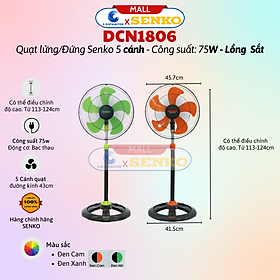 Mua Quạt Đứng Thân Sắt Senko DCN1808 (Lồng Quạt Mạ Crom) - DCN1806 (Lồng Quạt Bằng Sắt) - Công Suất 75w - Hàng Chính Hãng - Bảo Hành 24 Tháng