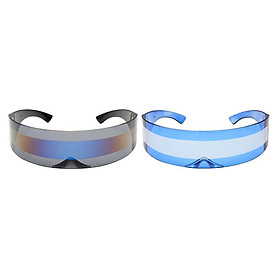 2x Novelty Alien Visor Sunglasses Rave Unisex Mirrored Tint Glasses Costume