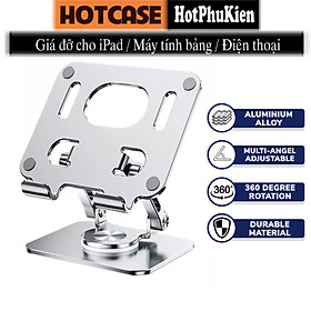 Mua Giá đỡ tản nhiệt hợp kim nhôm xoay 360 độ cho iPad / Tablet / Điện thoại hiệu HOTCASE Desktop Rolation Stand Pad - thay đổi chiều cao  xoay mọi góc độ  gấp gọn khi không sử dụng - Hàng nhập khẩu