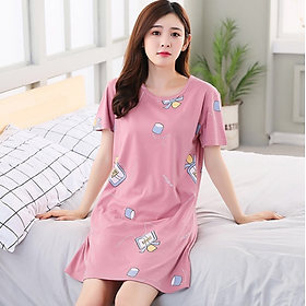 Váy ngủ nữ mùa hè ngắn tay dáng rộng họa tiết dễ thương - AG80