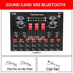 Mua ( Sản phẩm mới ) Sound Card V8S Có Bluetooth  Pin Sạc – Thu Âm Hát Livestream Karaoke - Tăng độ nhạy của Micro Không có
