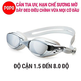 Kính bơi cận có độ POPO 610 (1.5 - 8.0 độ) kiếng bơi người lớn cho nam nữ cản tia UV hạn chế sương mờ