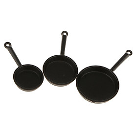 1/12 3pcs Dollhouse Miniature Kitchen Frying Pans Black - Intl