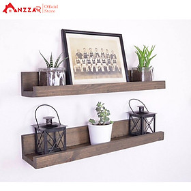 Kệ gỗ treo tường loại mảnh nhiều kích thước màu socola, kệ trang trí Anzzar, decor phòng khách, phòng ngủ - 30x9