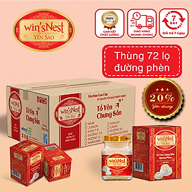 Thùng 72 lọ Yến sào win'sNest tổ yến chưng sẵn đường lọ 20% (70ml)