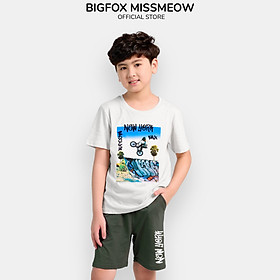 Bộ hè bé trai size đại Bigfox Miss Meow mặc hè kiểu dáng Hàn Quốc vải cotton in Gamer cỡ trẻ em 12-15 tuổi 40kg - 50kg