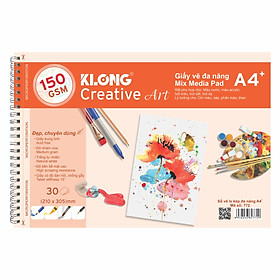 Sổ vẽ lò xo kép đa năng KLONG Creative Art A4 - 150 GSM - 30 tờ; MS: 772