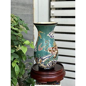 Mua BÌNH HOA BÁCH HOA RỒNG PHỤNG THON 31CM GỐM NAM BỘ DECOR TRANG TRÍ  CẮM HOA