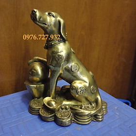Tượng chó bằng đồng cao 18cm, chó phong thủy, chó bằng đồng