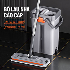 Mua Bộ lau nhà Kitimop-SM33 có thùng lau nhà 2 ngăn tự vắt  cây lau nhà 360 độ giúp lau sàn làm sạch  3 bông lau