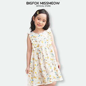 Váy Bé Gái Miss Meow Váy Thô Cho Bé Chất Cotton Size Đại Bèo Vai In Bướm (BF)