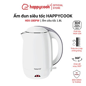 Ấm siêu tốc Happy Cook 1.8L HEK-180PW - Hàng Chính Hãng
