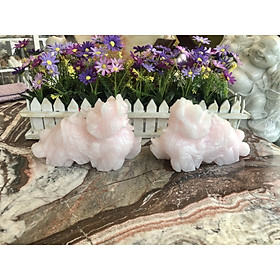 Mua Cặp Tỳ Hưu phong thủy đá thạch anh hồng - Dài 20 cm